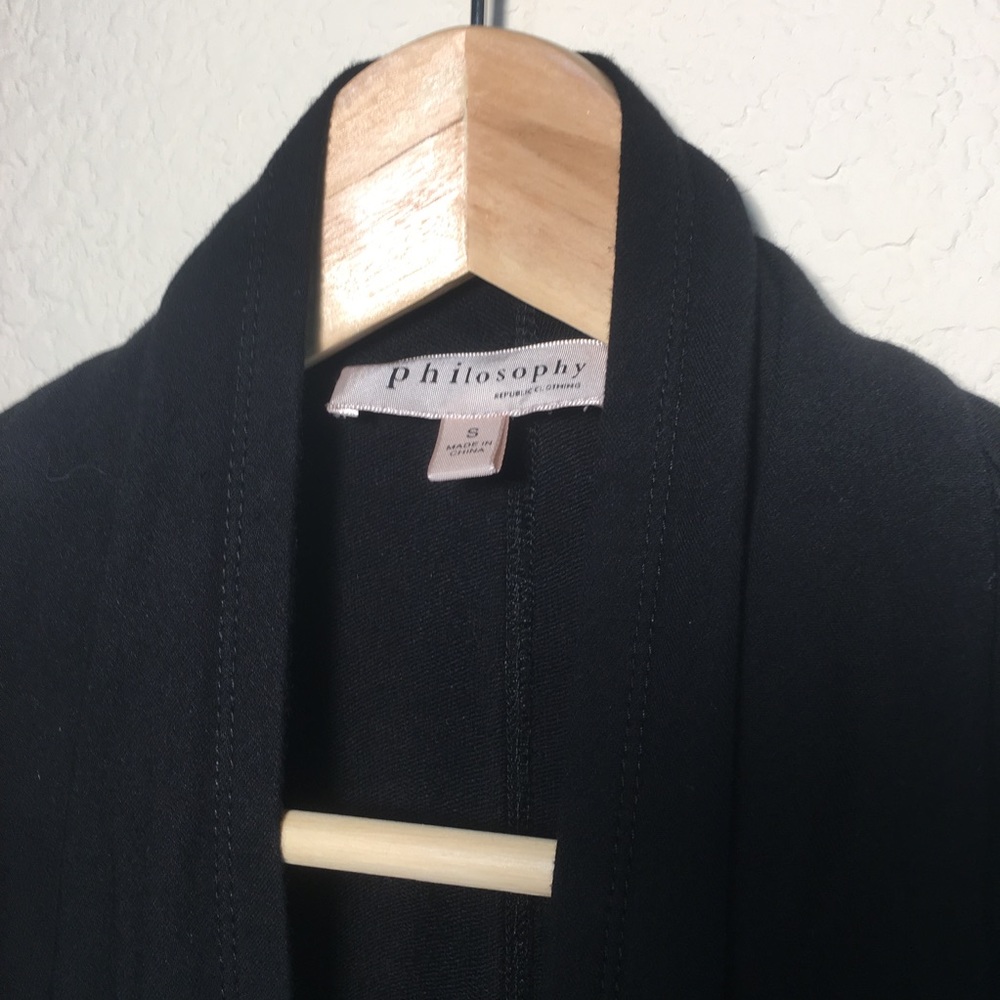 Philosophy black open front cardigan topper small